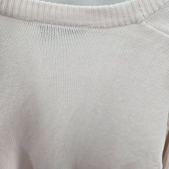 Vintage Liz Claiborne Cream Open Buttoned Logo Preppy Cotton Cardigan Small - Picture 8 of 14